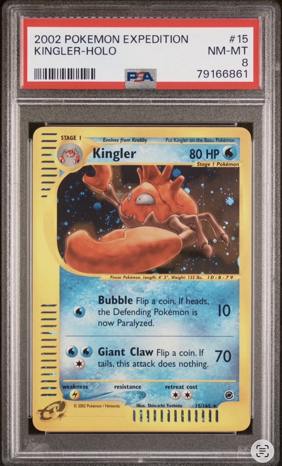 Kingler 15/165 PSA 8 Pokemon Expedition 2002 Holo - Low Pop