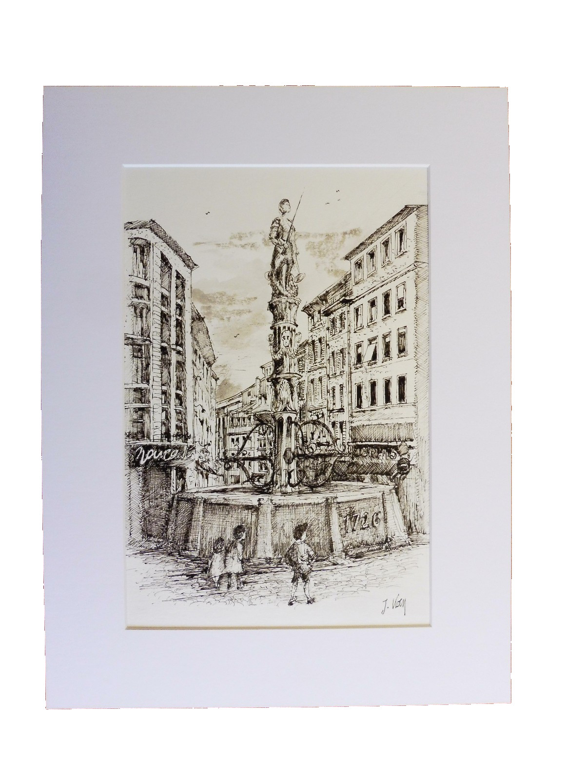 Beautiful Original Drawing Lausanne Switzerland La Palud Painting Art Vintage Collection