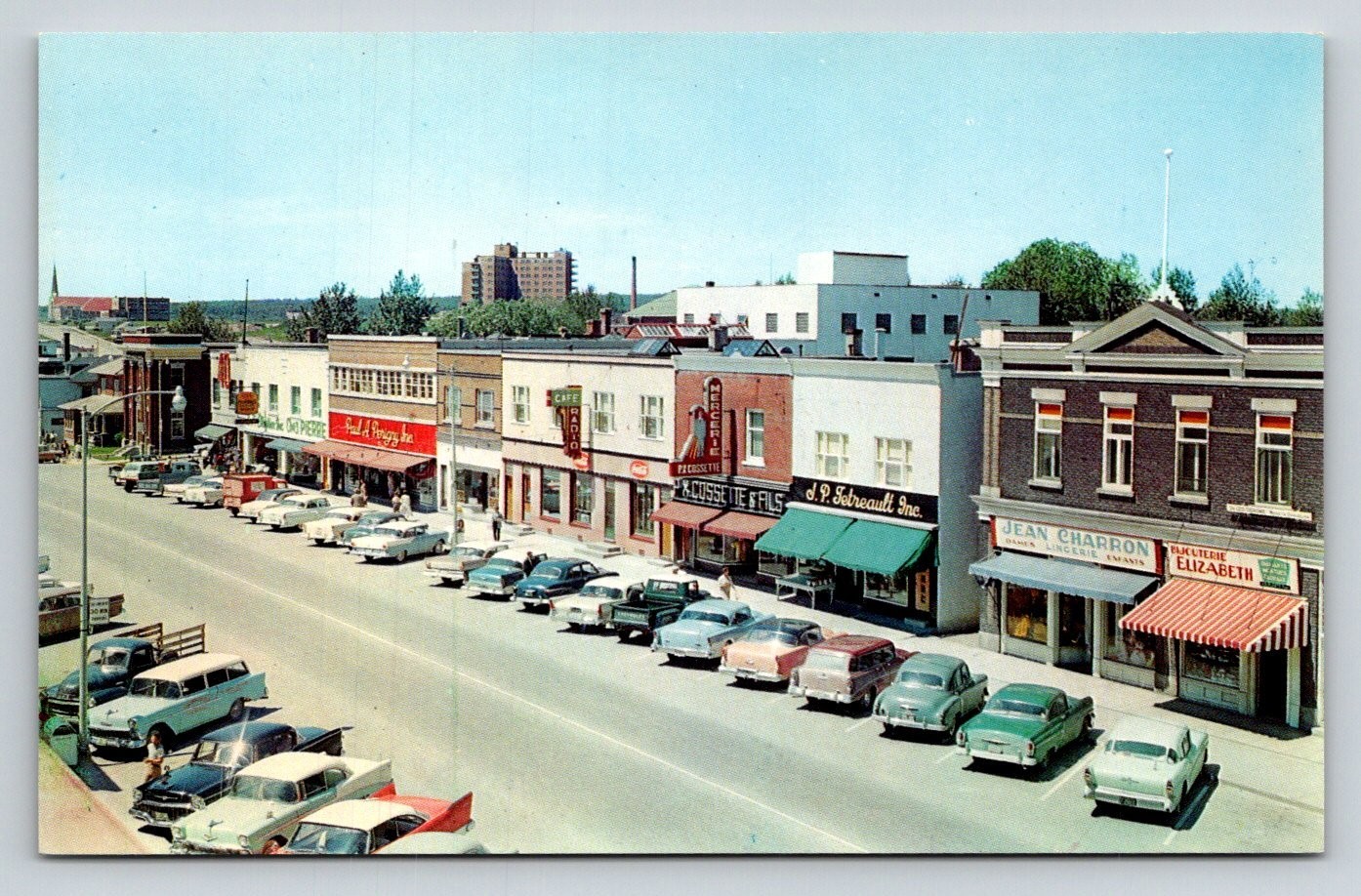 Vintage Amos, Quebec Premiere Avenue Postcard 1960s Street Scene Cars UNIC