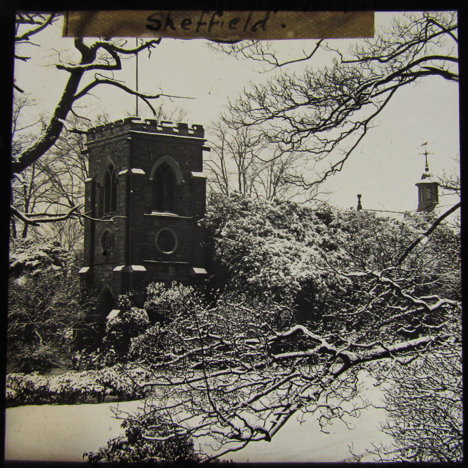 Glass Magic Lantern Slide STABLES AT SHIRECLIFFE HALL SHEFFIELD C1900 ENGLAND