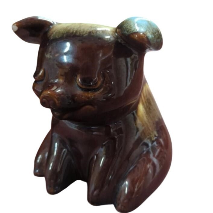 Hull Pottery Brown Drip Sitting Pig Bank Hull Pottery Brown Drip Sitting Pig Bank