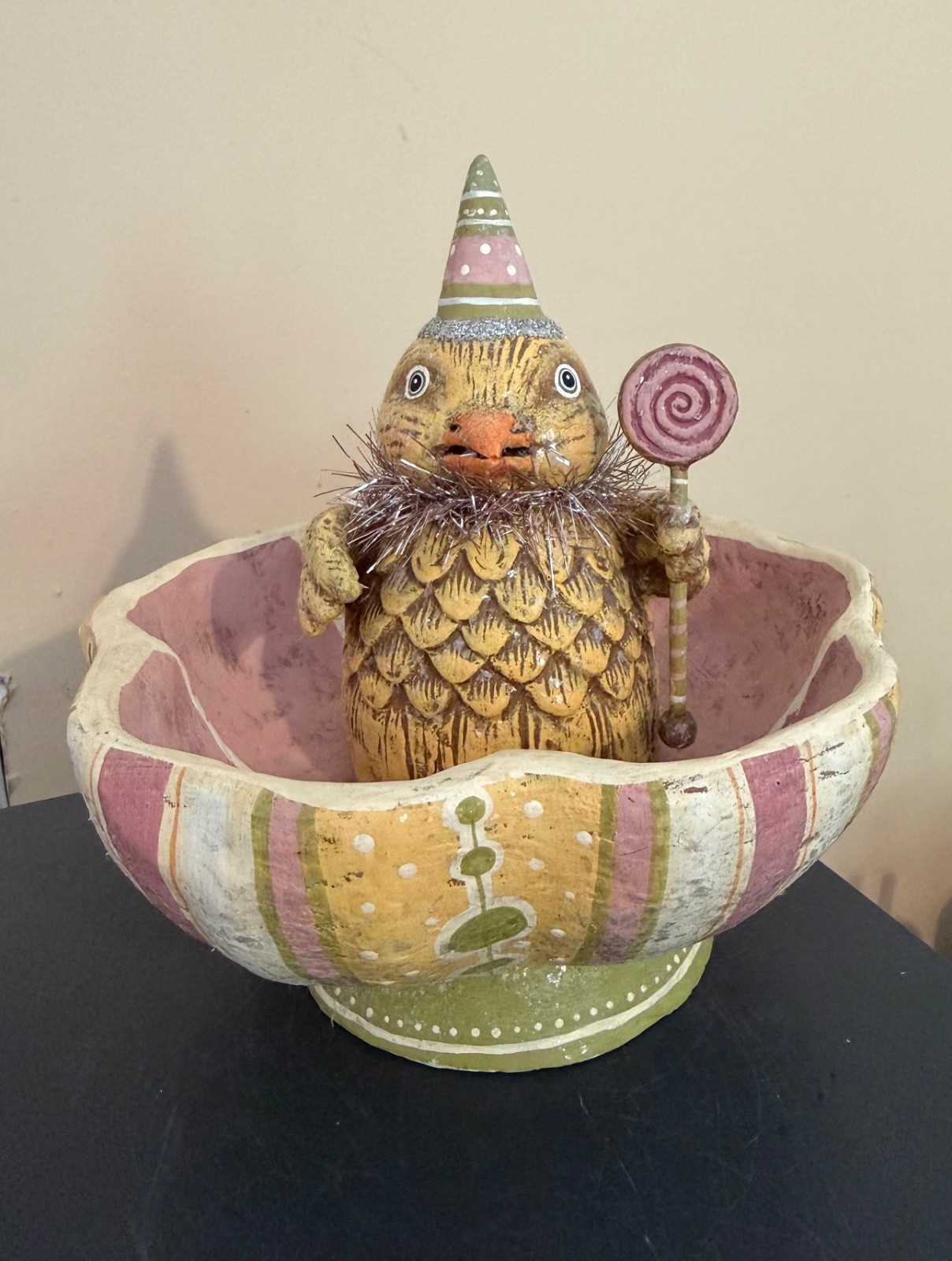 SIGNED Bethany Lowe Johanna Parker Spring Chick Easter Candy Dish RETIRED SIGNED Bethany Lowe Johanna Parker Spring Chick Easter Candy Dish RETIRED