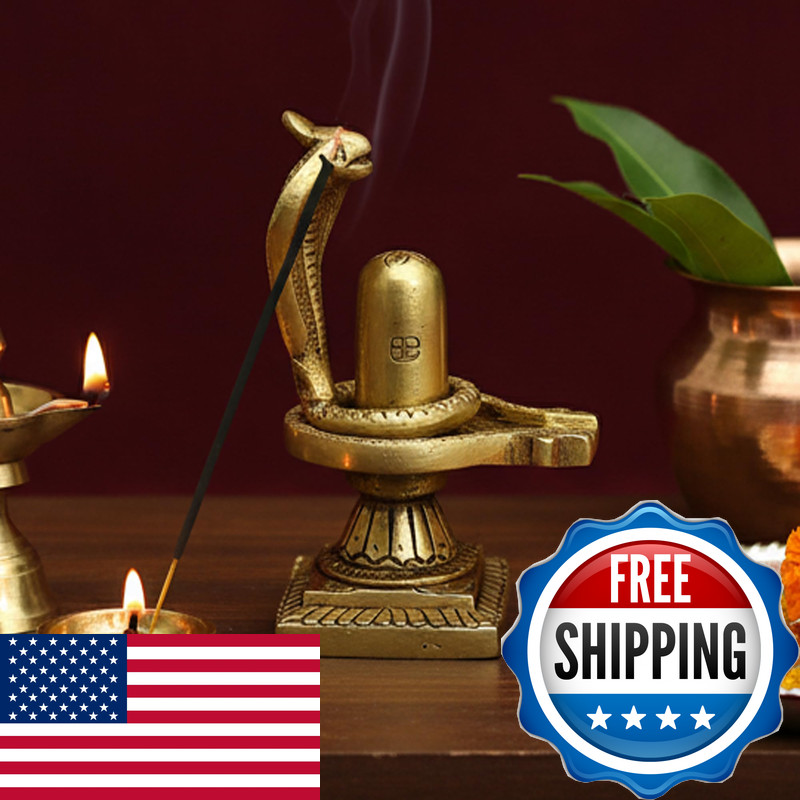 Esplanade Brass Shiv Ling Shiva Lingam Sheshnaag Statue Idol Murti For Home