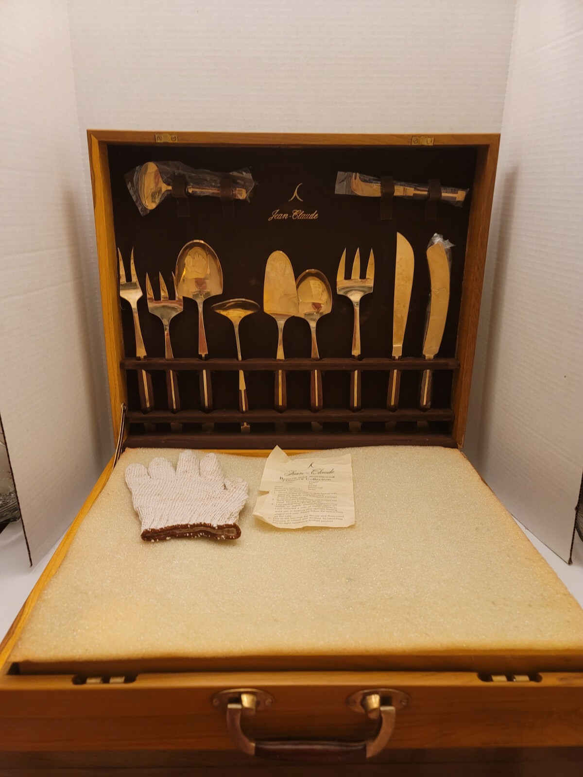 91 Piece Jean-Claude Rosewood & Bronze Complete Flatware & Servingware Set 91 Piece Jean-Claude Rosewood & Bronze Complete Flatware & Servingware Set