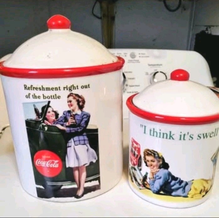  Coca-Cola VTG Style Ceramic Cookie Jar and Canister Set 