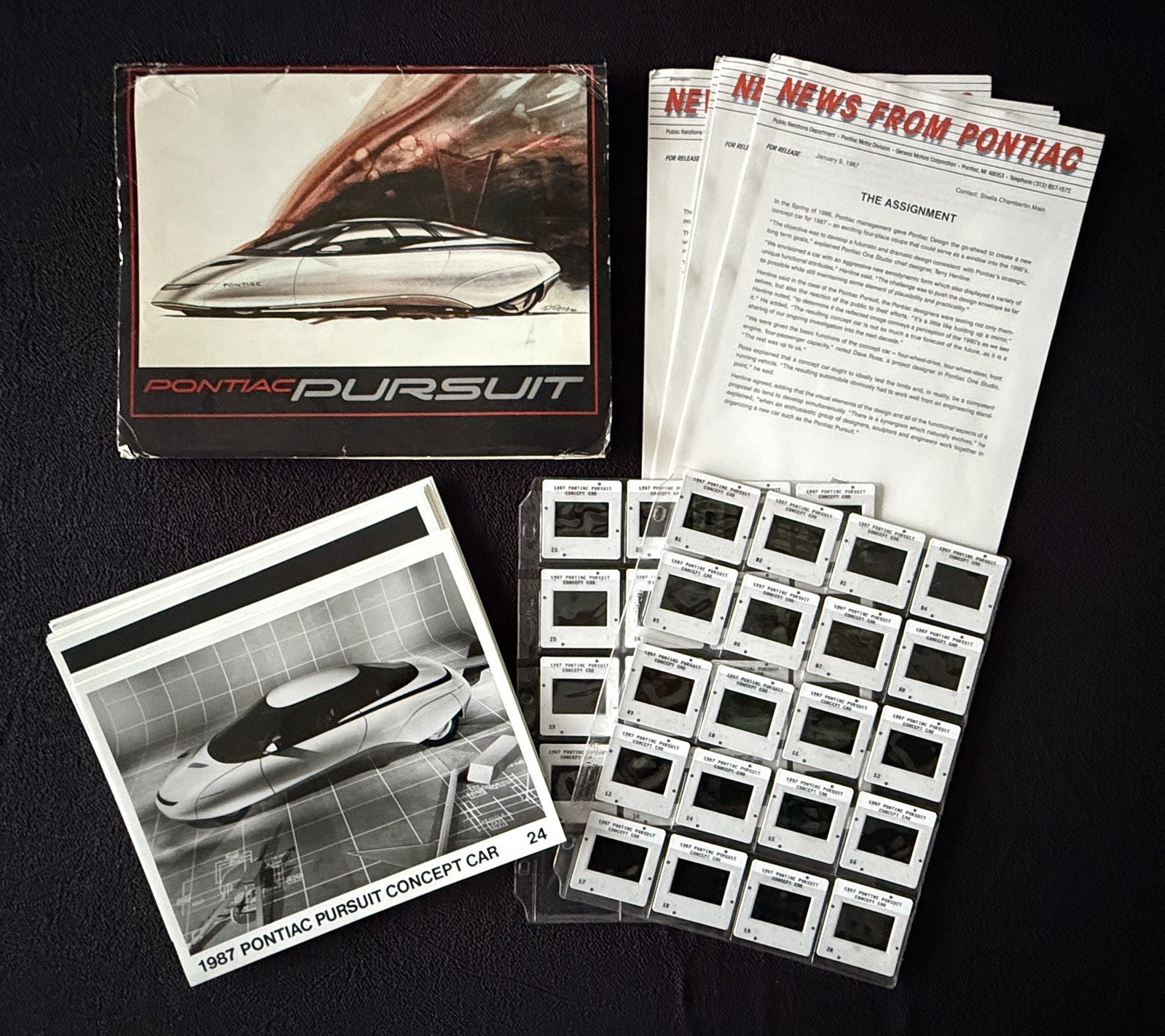 1987 Pontiac Pursuit Concept Car Press Kit 18 Factory Photos 36 Slides