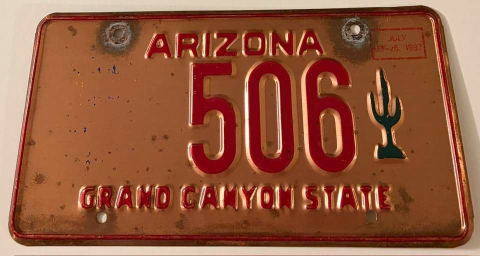 1997 Arizona ALPCA Souvenir License Plate 506 Grand Canyon State HEAVY COPPER