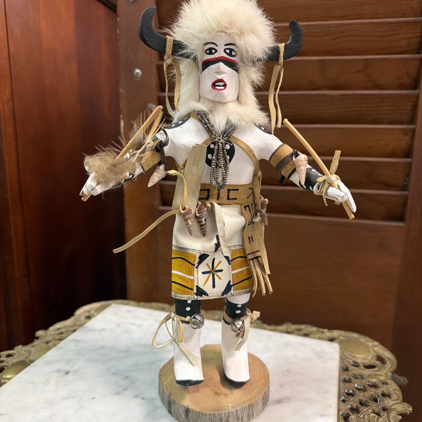 Vintage 1980s Navajo Kachina Doll Buffalo Dancer Signed Brenda Dayish