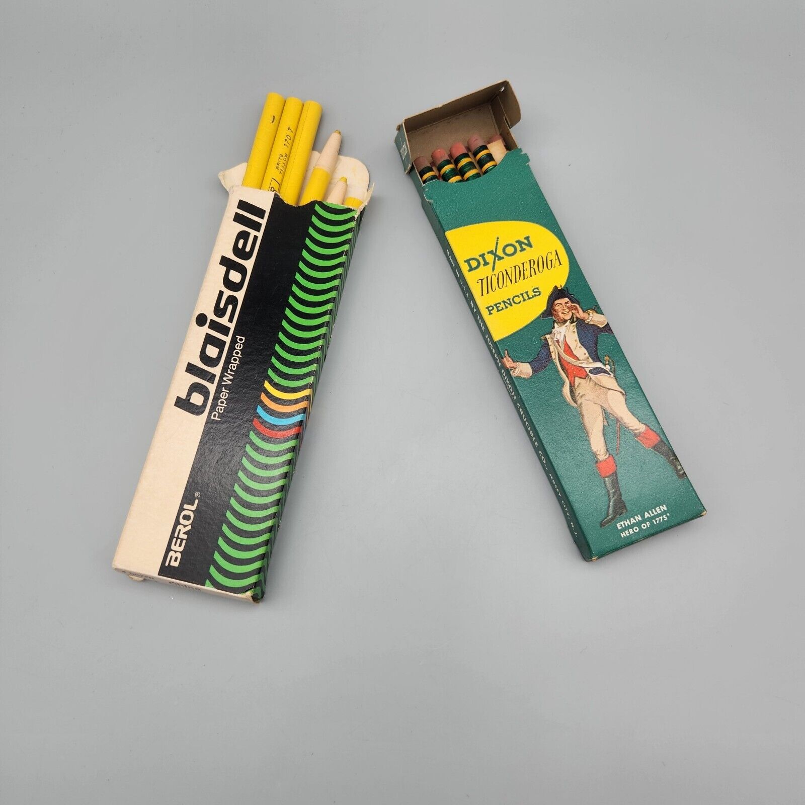 Vintage Dixon Ticonderoga  Pencils 10 & Blaisdell Paper Wrapped China-Markers 6
