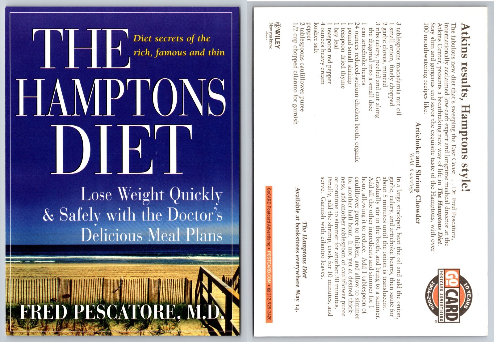 Continental Hamptons Diet Book Cover Postcard