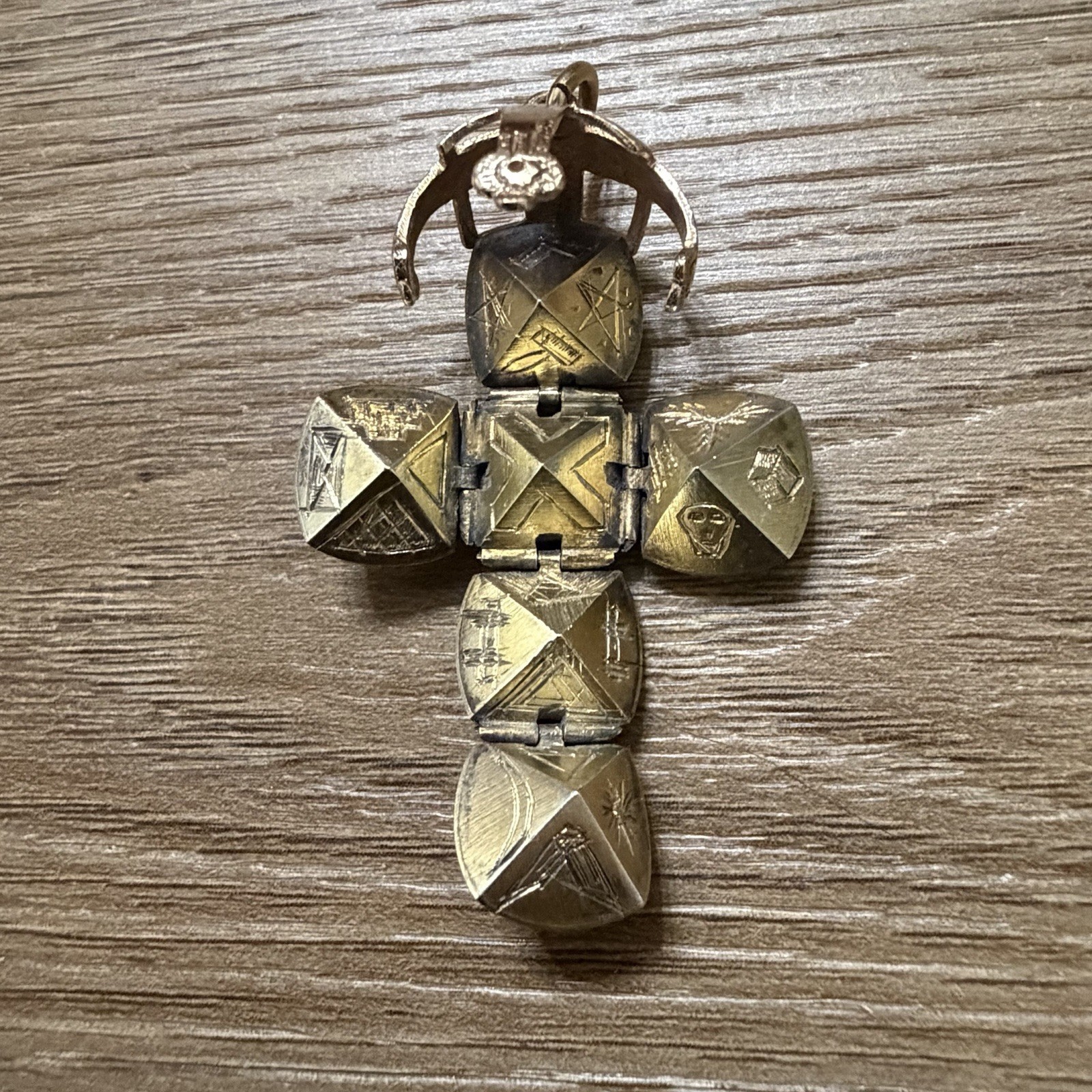 Vintage Gold Masonic Orb Ball Cross 9ct Gold On Silver 10.8g