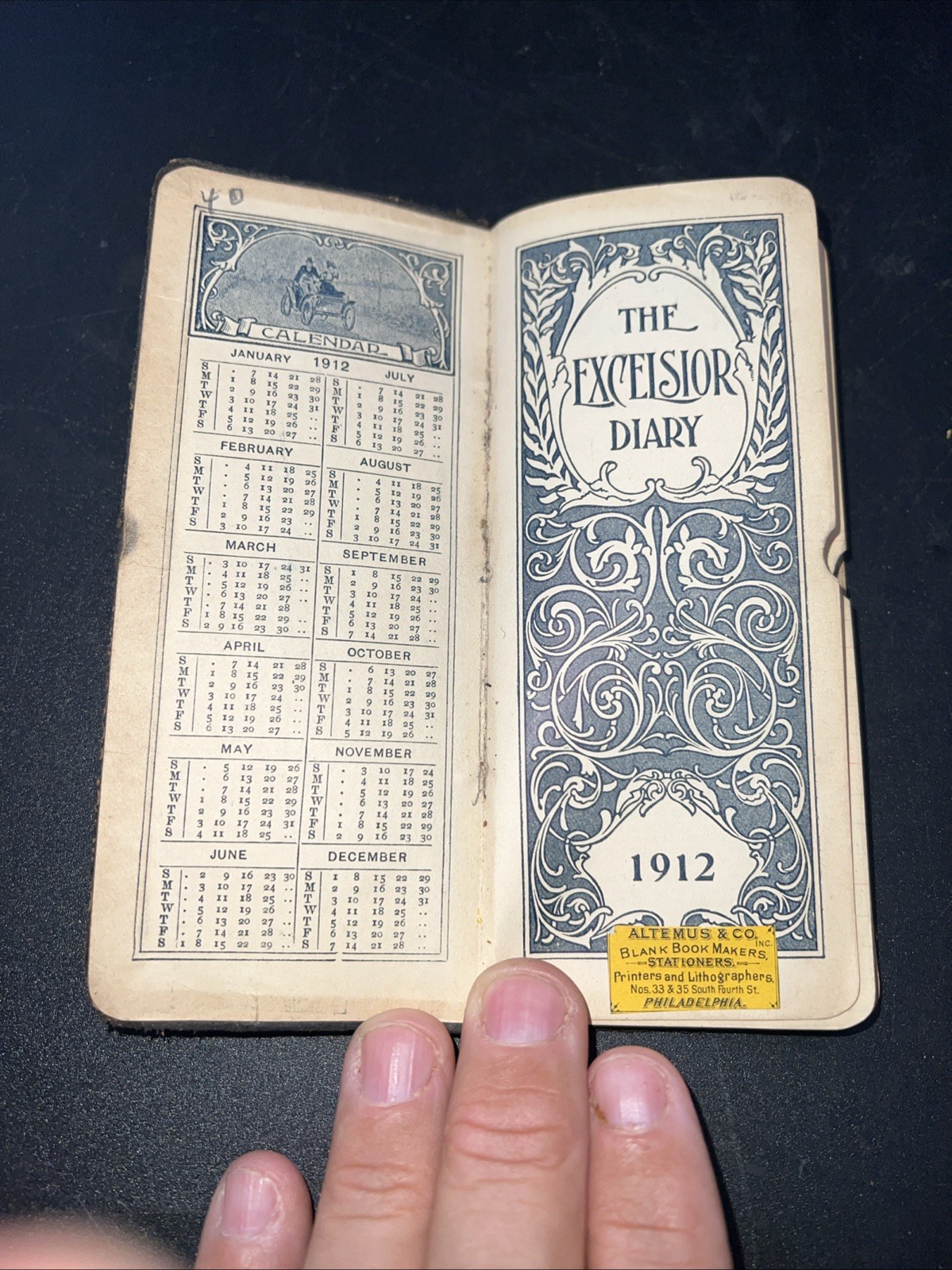 Antique 1912 Excelsior Diary With Names Of Philadelphia Free & Accepted Masons