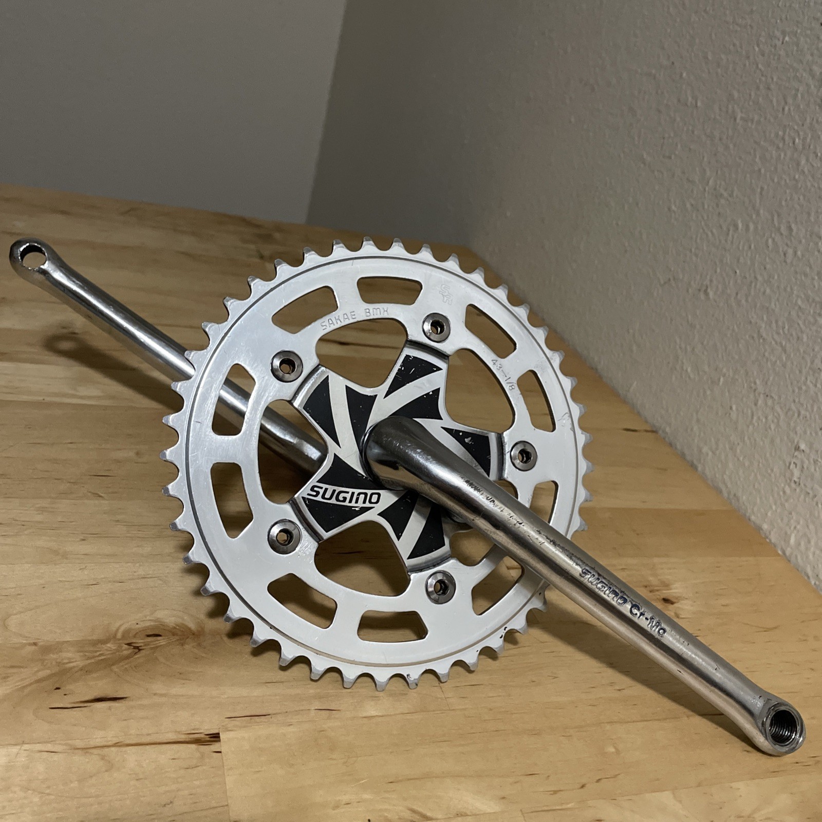 1983 Chrome SUGINO CrMo 180 Stamped Crankset Sakae SR Old School BMX Redline GT