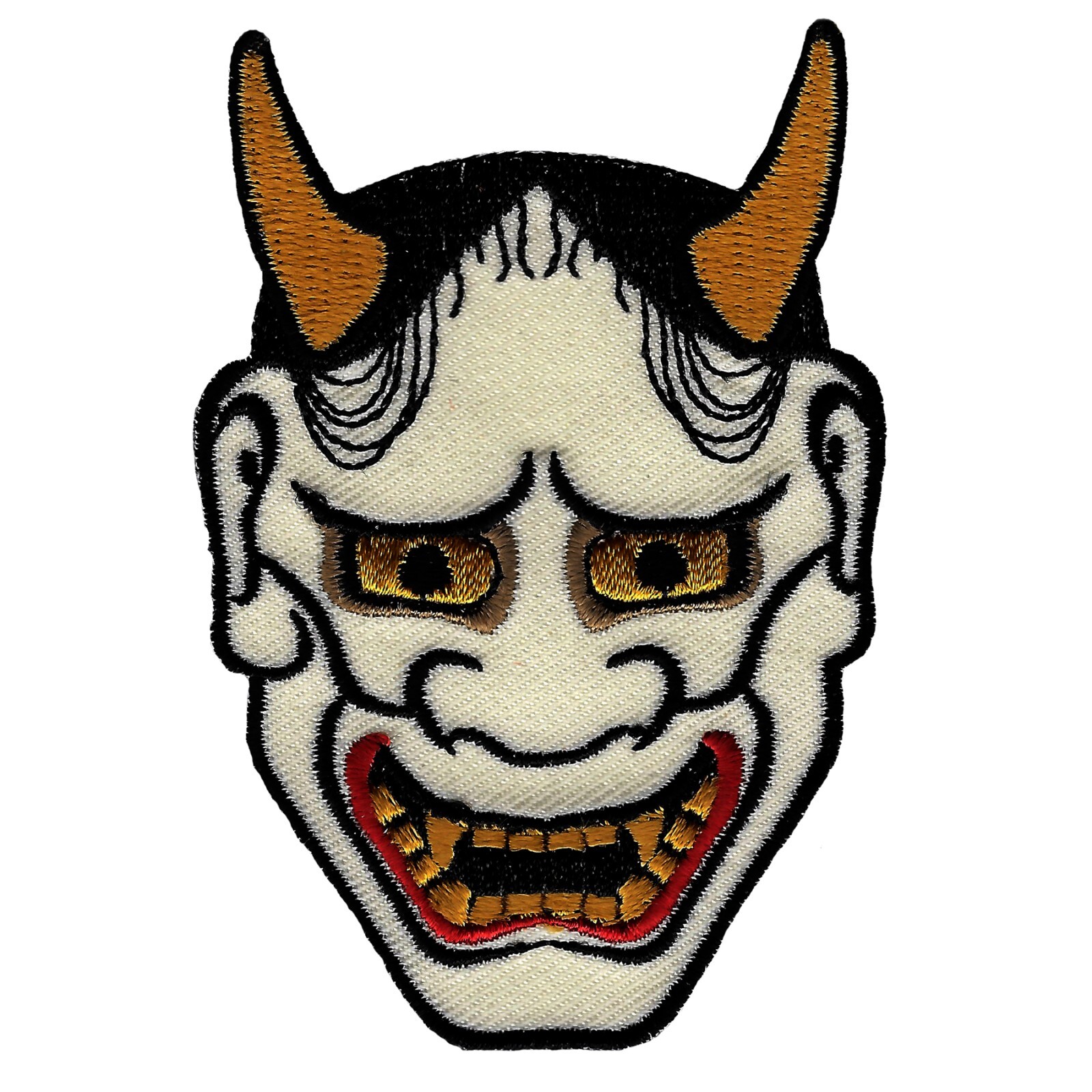 JAPANESE HANNYA MASK EMBROIDERED PATCH iron-on KABUKI DEMON ONI NOH DEVIL JAPAN JAPANESE HANNYA MASK EMBROIDERED PATCH iron-on KABUKI DEMON ONI NOH DEVIL JAPAN