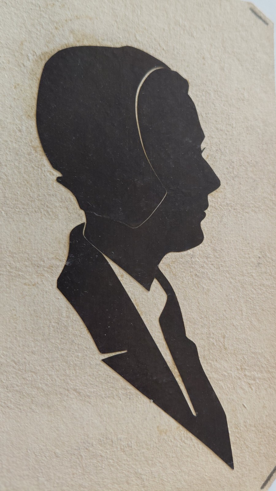c1930s 1940s Woman Hand Cut Paper Silhouette Portrait Original Folk Art