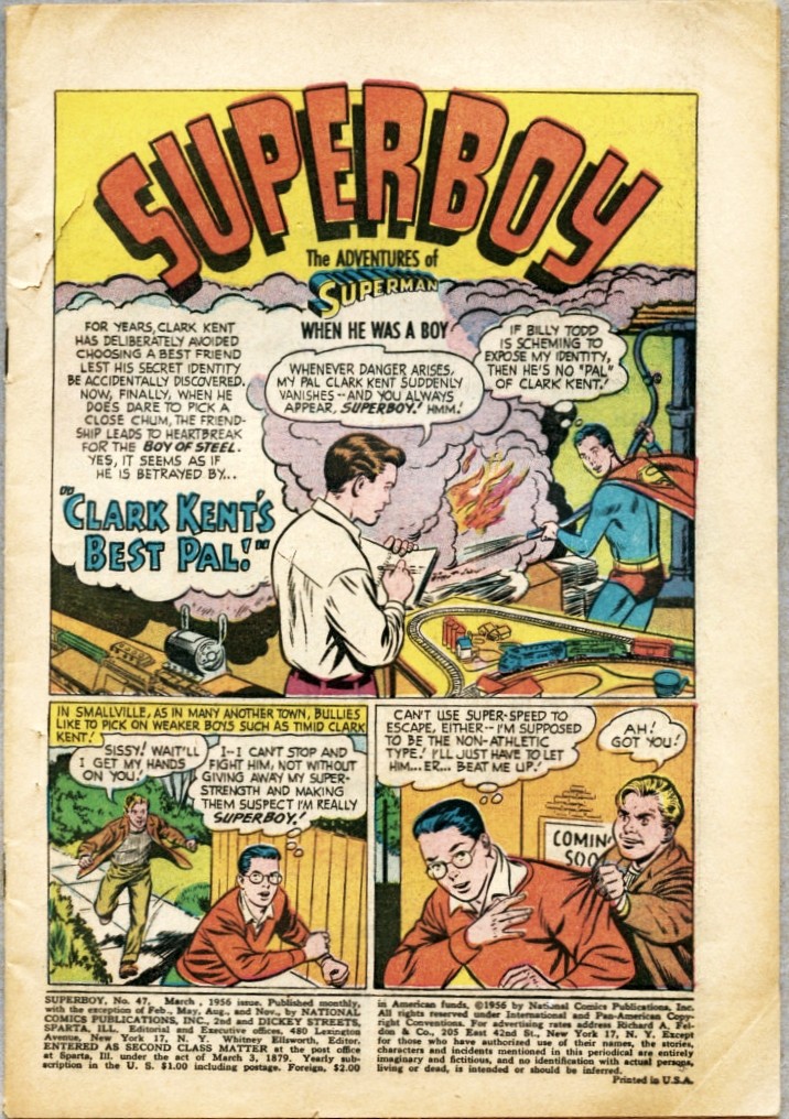 Superboy #47-1956 coverless Superboy Meets Superman
