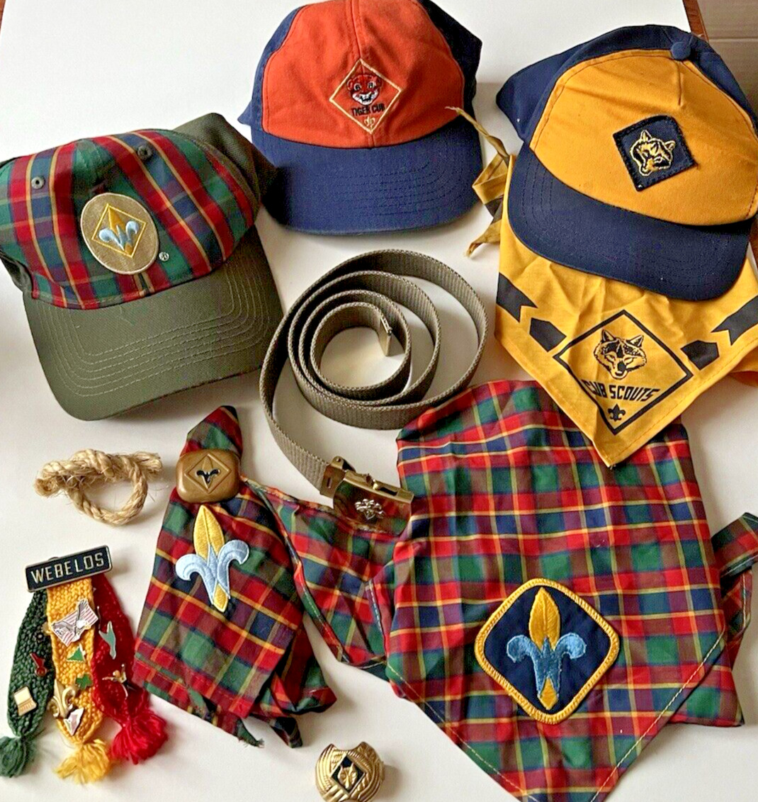 Vintage Boy Scouts & Cub Scouts of America Bundle (Hats/Pins/Belt/Bandanas/More)