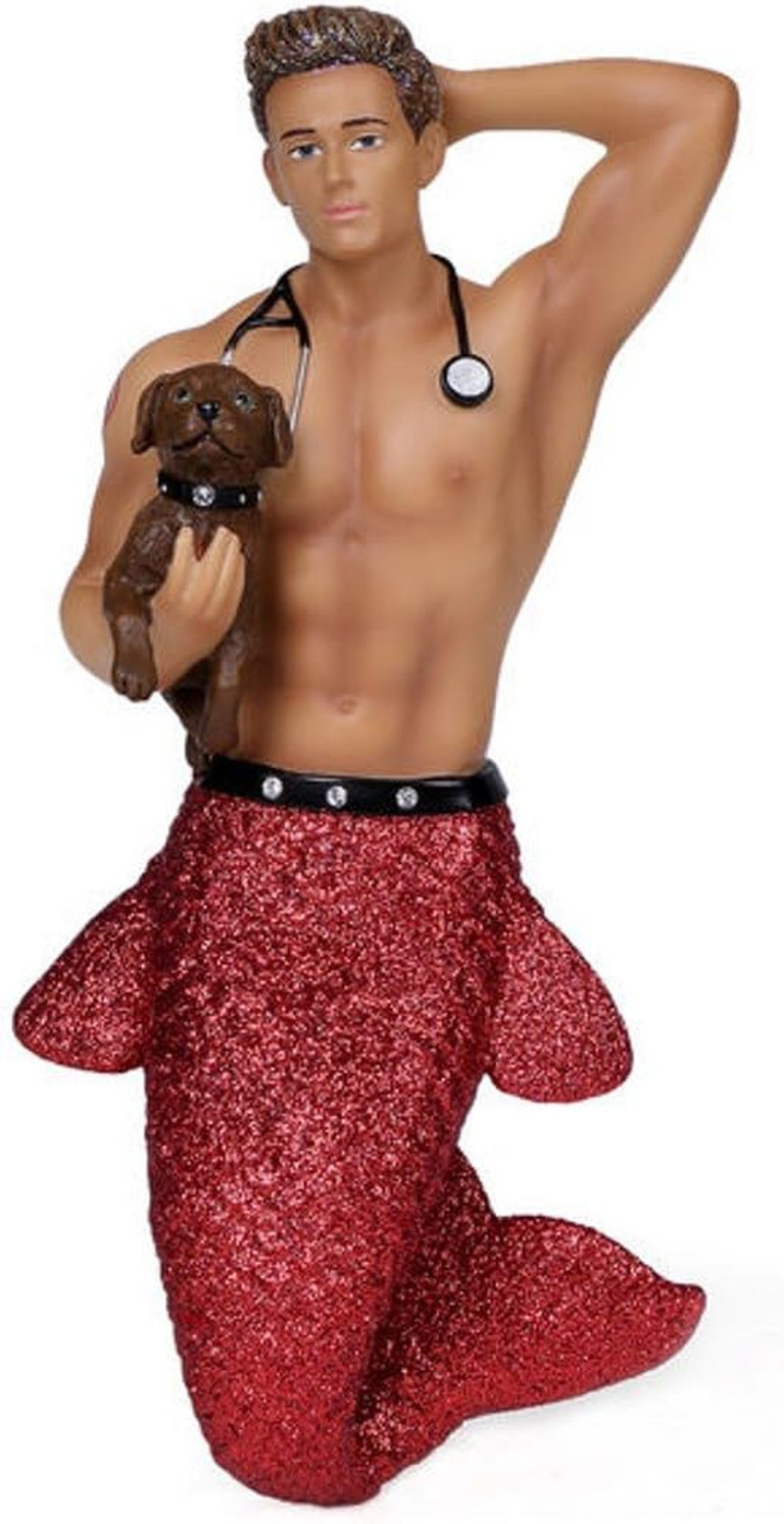 December Diamonds Dr Pet a Vet Veterinarian Merman Resin Ornament Red Tail