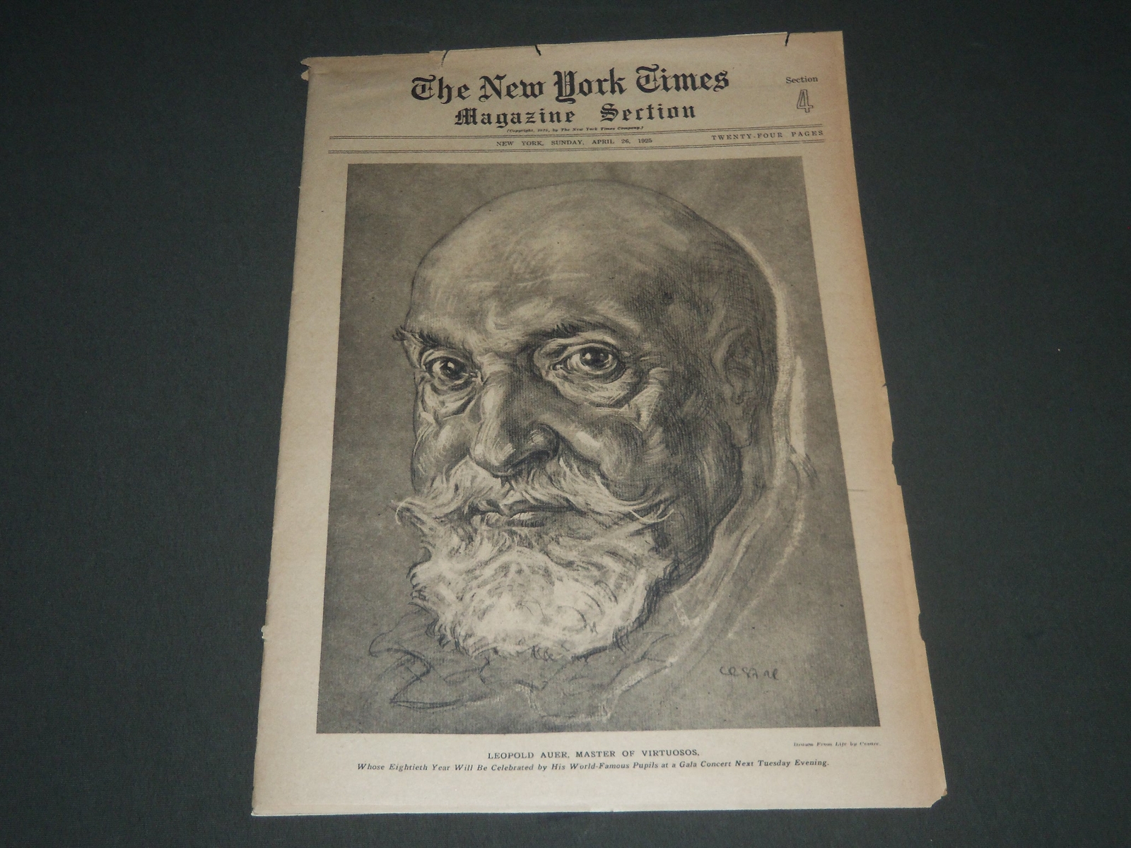 1925 APRIL 26 NEW YORK TIMES MAGAZINE SECTION - LEOPOLD AUER - NP 2711