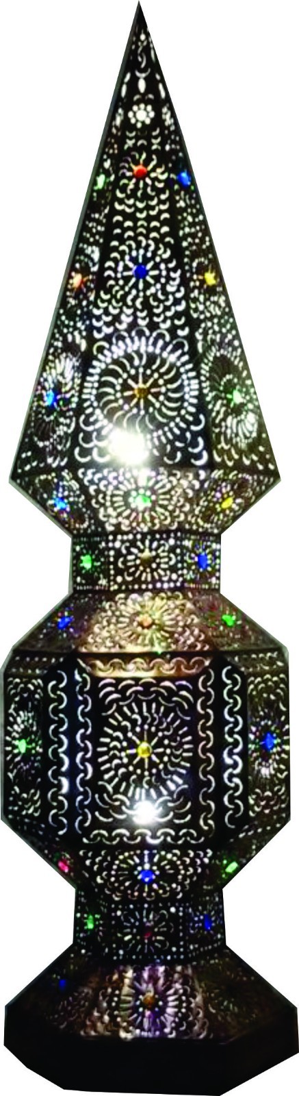 Obelisk tower TIN moroccan style with marbles, inside socket to light