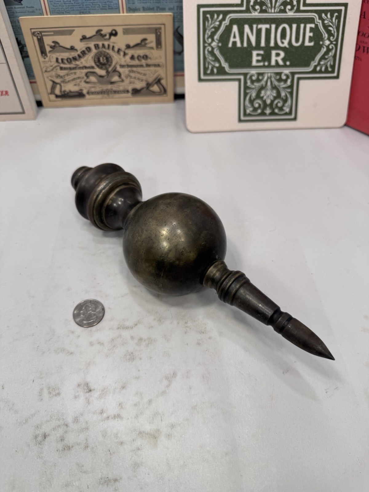 Massive And Beautiful 19th C. Turned Brass Plumb Bob