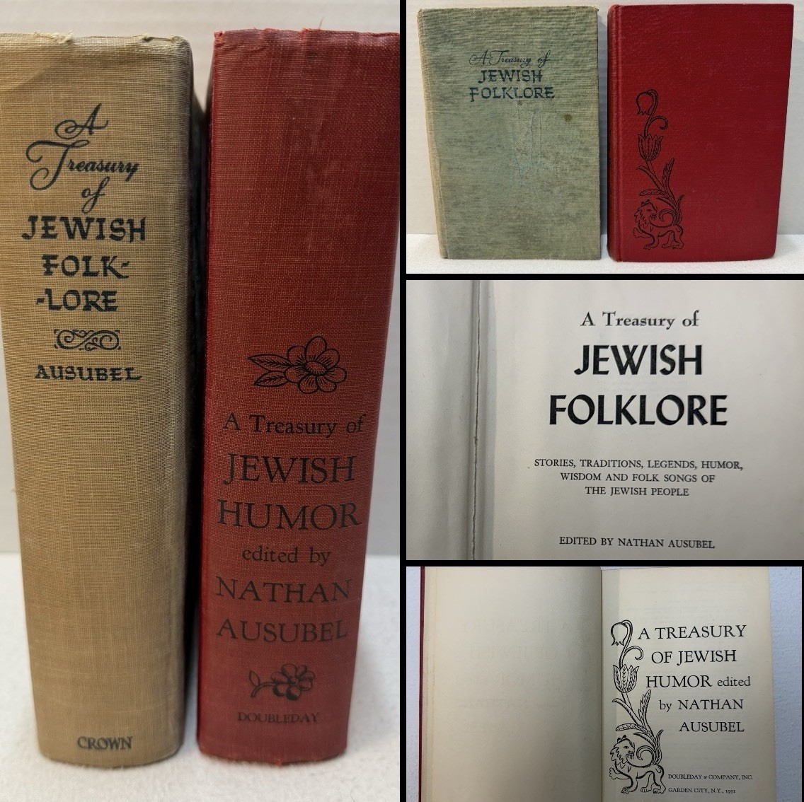 Vintage Nathan Ausubel 1952 Treasury Of Jewish Folklore 1951 Jewish Humor Books