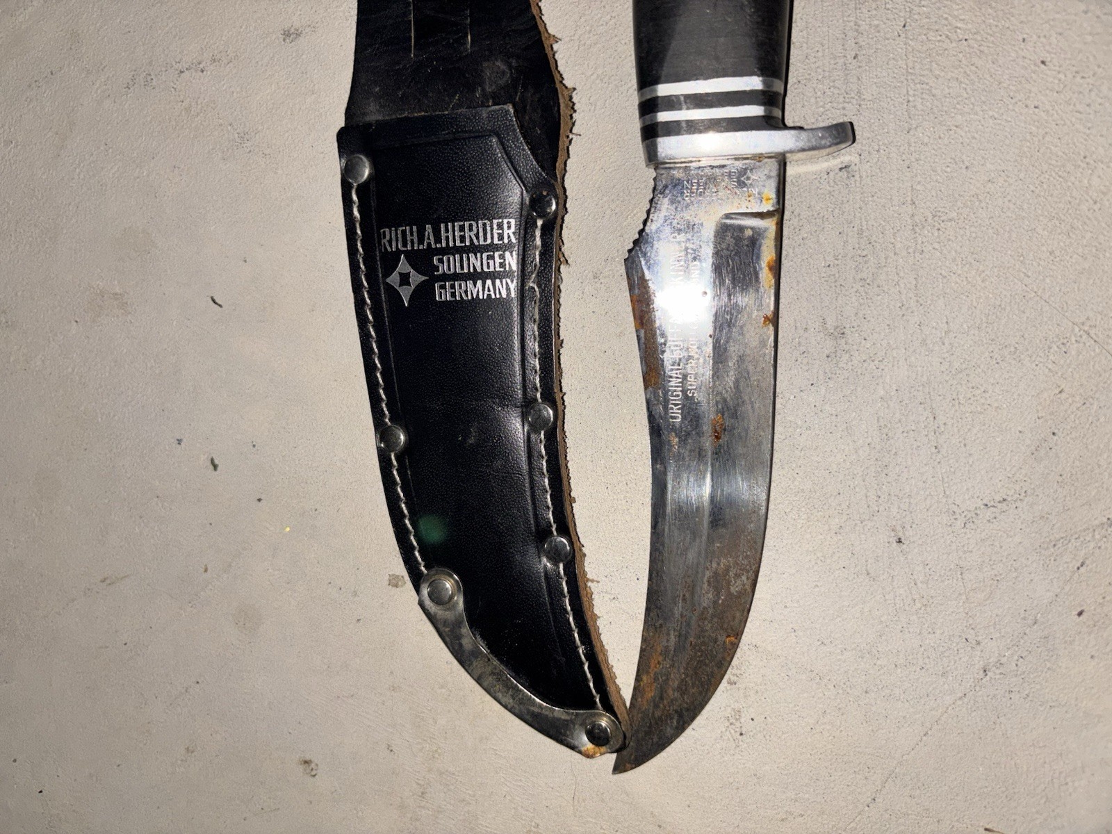 Vintage RICH A. HERDER - SOLINGEN GERMANY Fixed Blade with sheath  - H.T.F 