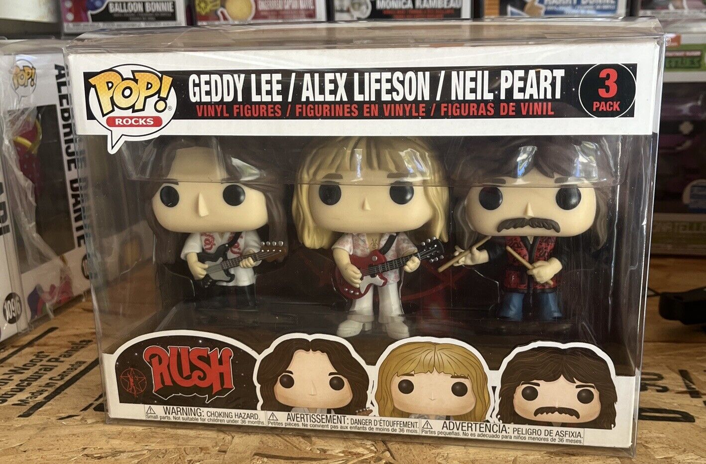 Rush Funko Pop 3-pack Geddy Lee/Alex Lifeson/Neil Peart W/Pop Protector