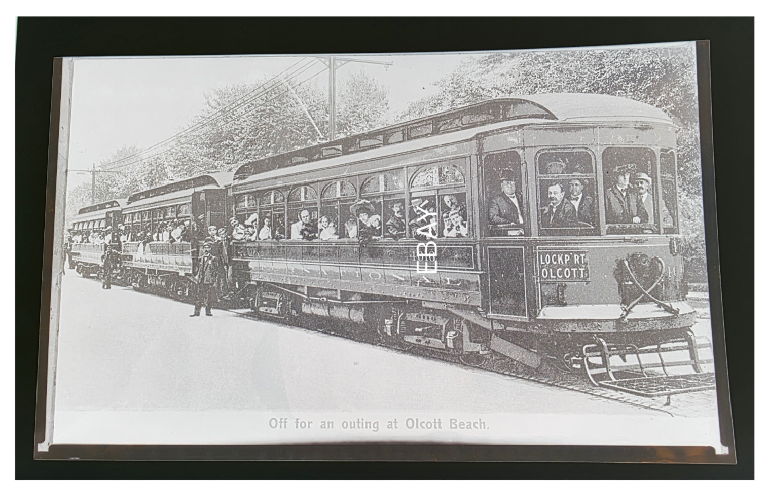 C 1906 International Railway #4016 Olcott Beach NY Trolley 4.75x8 Copy Negative