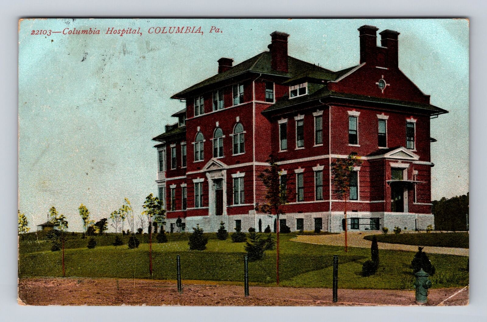 Columbia PA-Pennsylvania, Columbia Hospital, Antique, Vintage c1907 Postcard