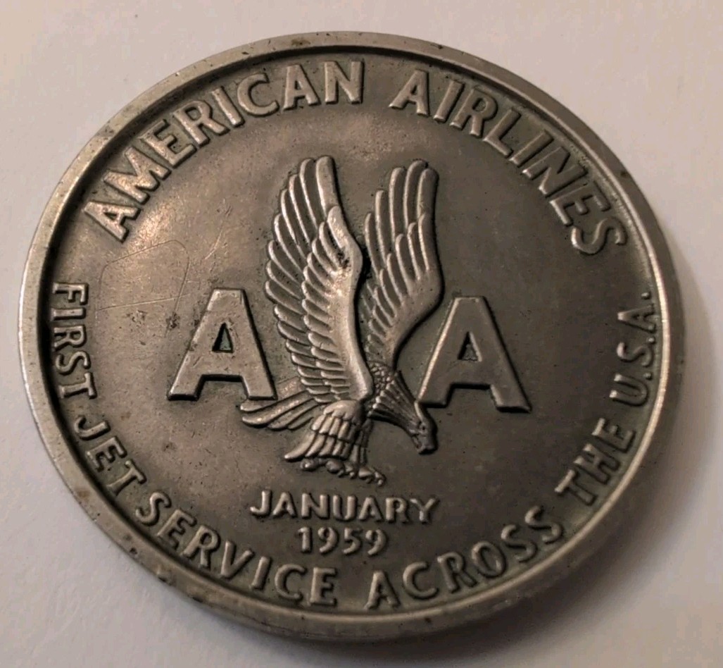 Vintage 1959 Original American Airlines Medallion 707 JET FLAGSHIP Memorabilia 