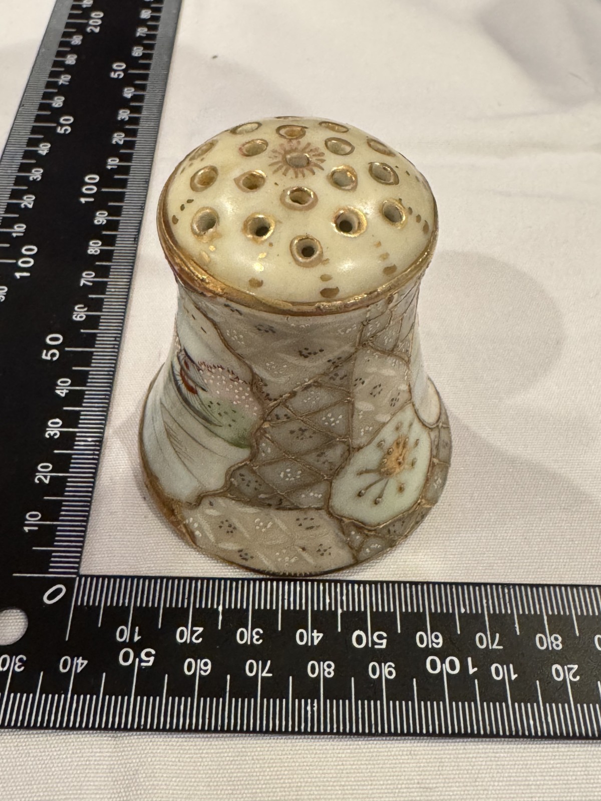 Nippon Royal Satsuma Detail Moriage Sugar Shaker Salt Pepper Antique Japan 2.5\