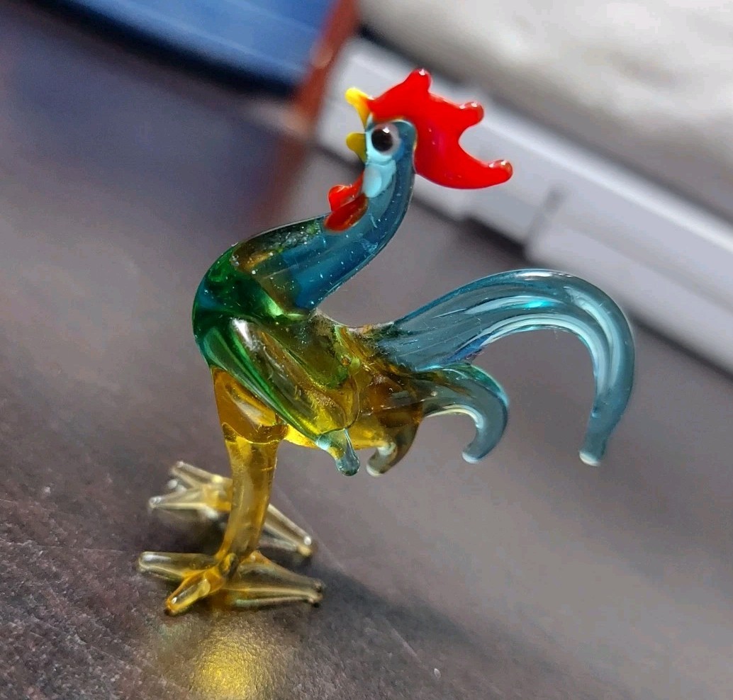 Vintage Miniature Murano Glass Chicken Rooster Figurine