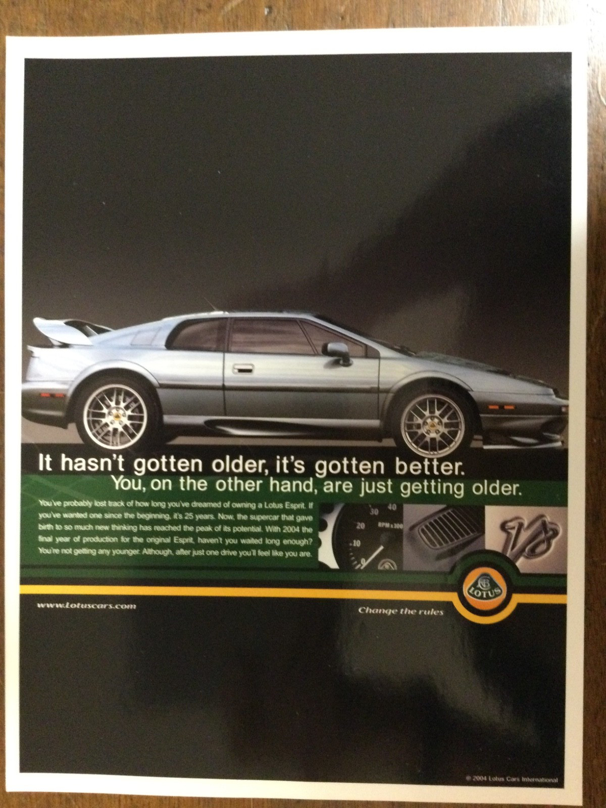 AW 3440 Advertisement The 2004 Lotus Esprit It hasn\'t gotten older, it\'s gotten