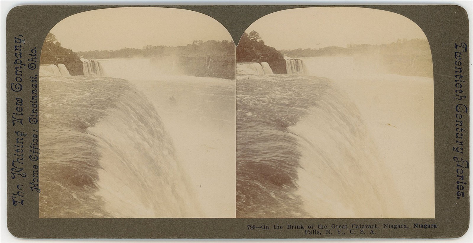 NEW YORK STEREOVIEW - Niagara Falls - Brink of the Great Cataract - Whiting View
