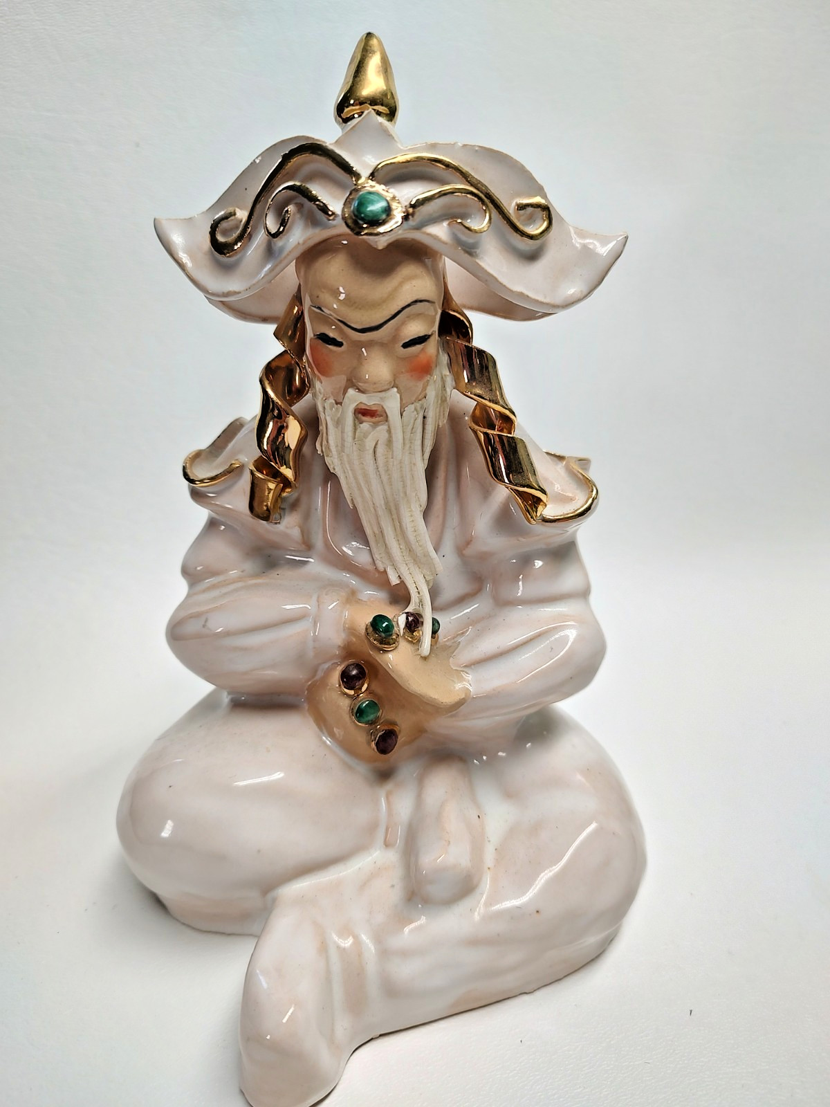 1940s MEM Ceramics Marguerite E Mitchell M.E.M Figurine Oriental God of Wealth