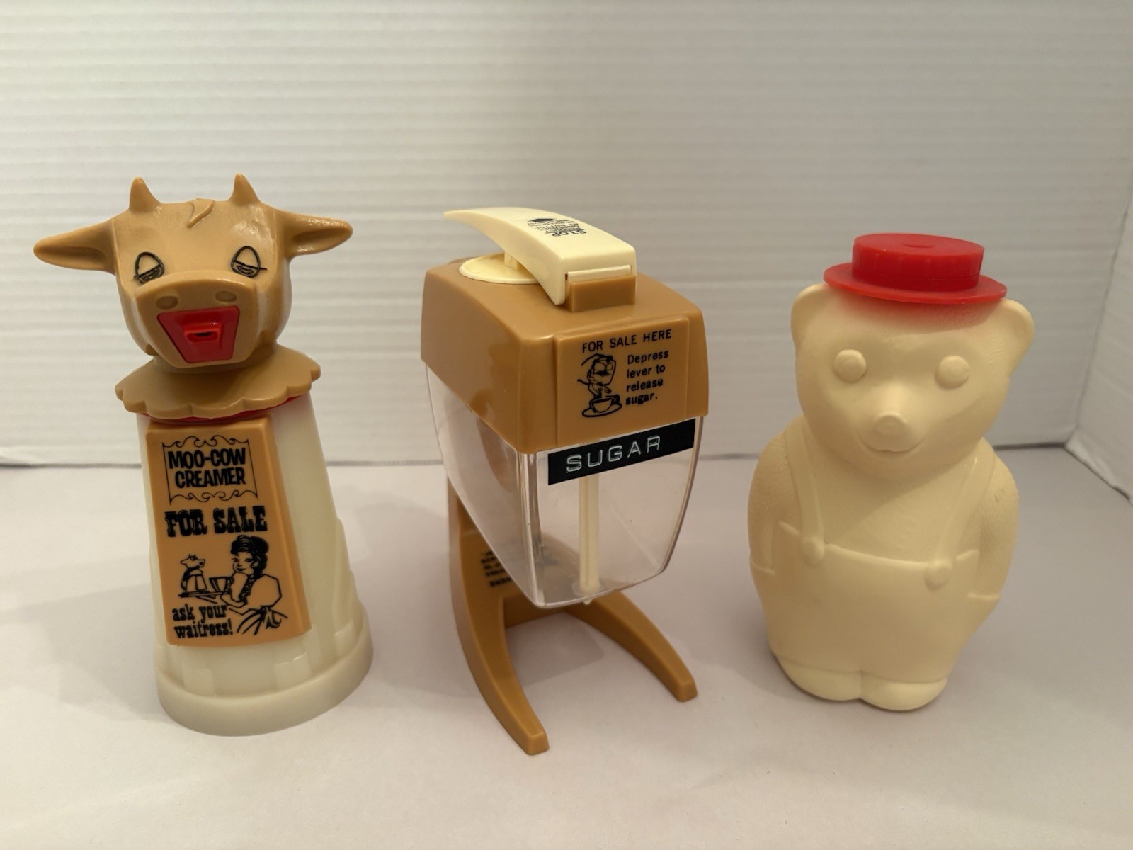Whirley Industries Vintage Moo-Cow Creamer and Sugar Dispenser & Squeeze Bear