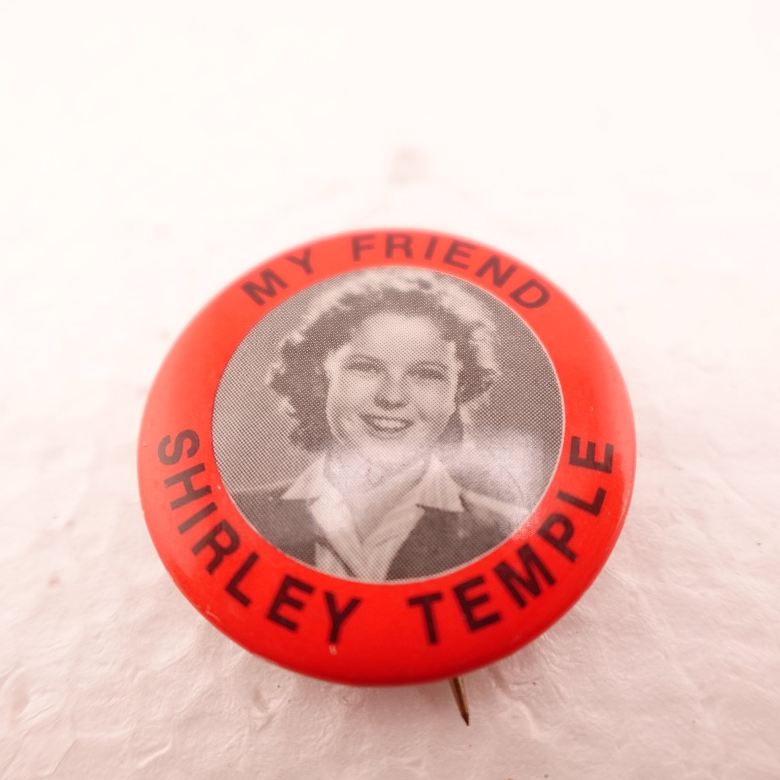 Shirley Temple Pinback Button My Friend Vintage Round Red