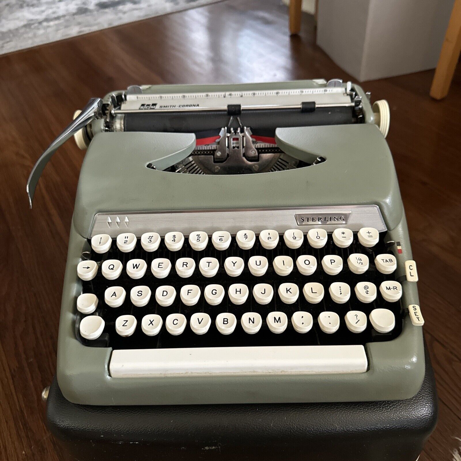 Vintage Smith Corona Sterling Typewriter Works W/ Hard Case 
