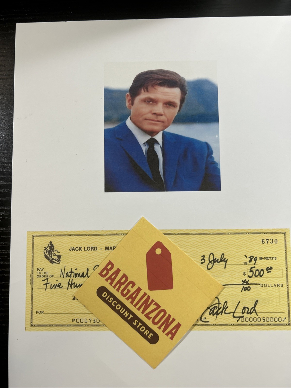 Jack Lord hawaii five o hawaii50 hawaii 50 Signed Check Autograph COPY