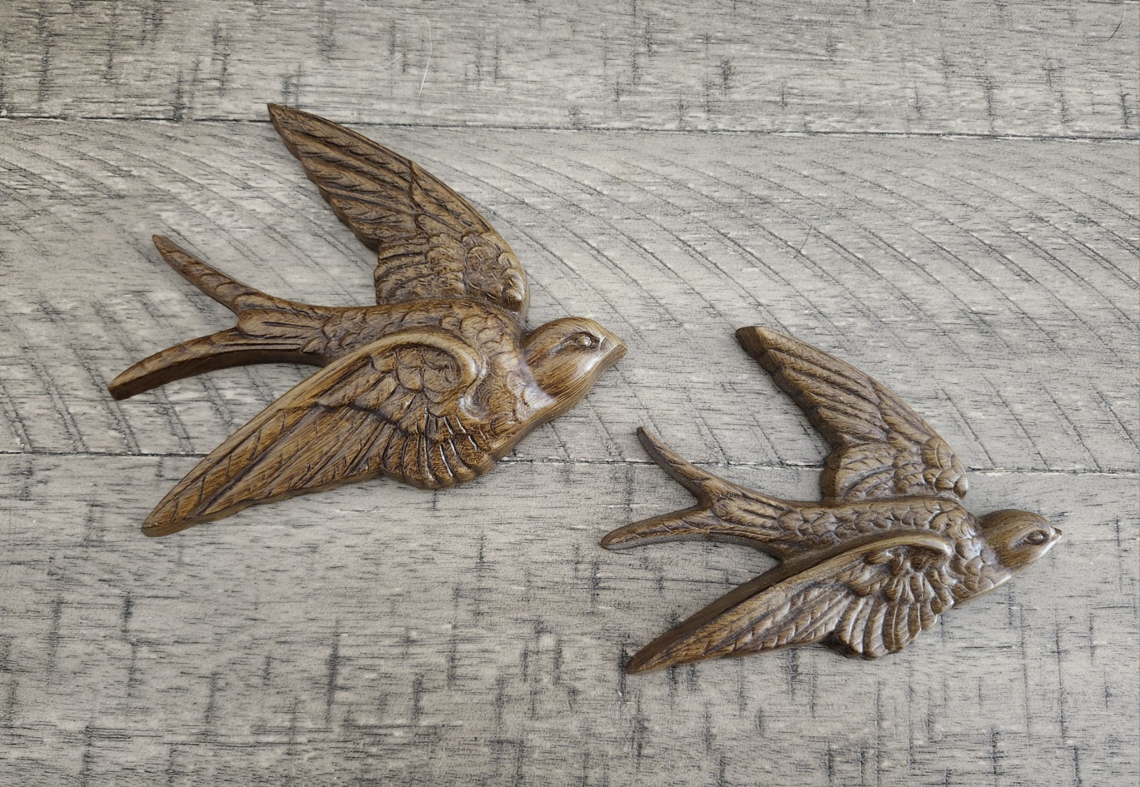 Vintage Burwood Swallows Brown Bird 1983 Wall Hangings Decor Set Pair Lot Of 2