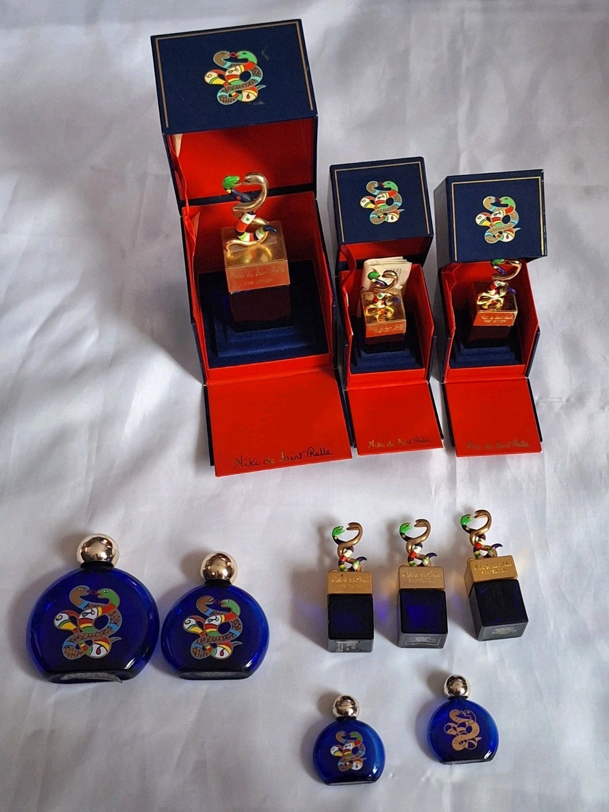 Vintage Niki de Saint Phalle 10-Piece Perfume Bottle Collection Empty Vanity Art