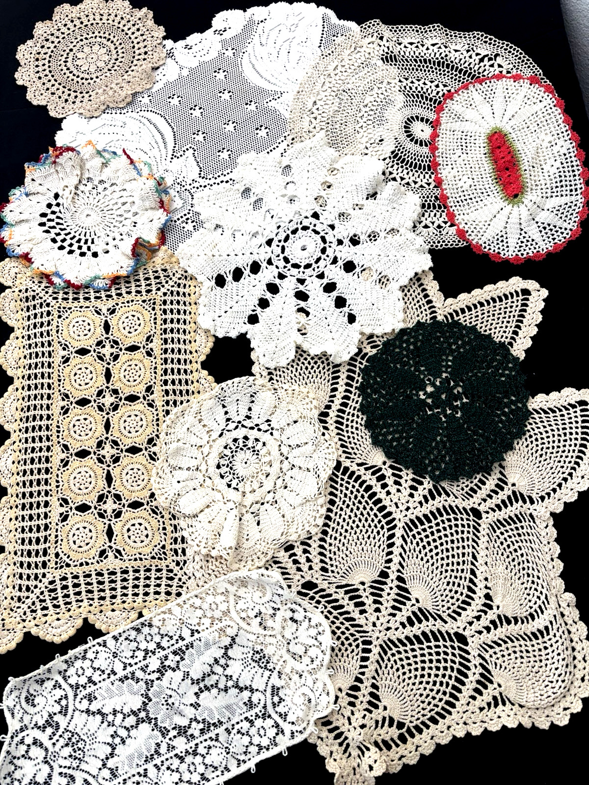 VTG LOT of 11 Doilies Hand Crochet Lacey Antique Placemats Doily Crafts Sewing