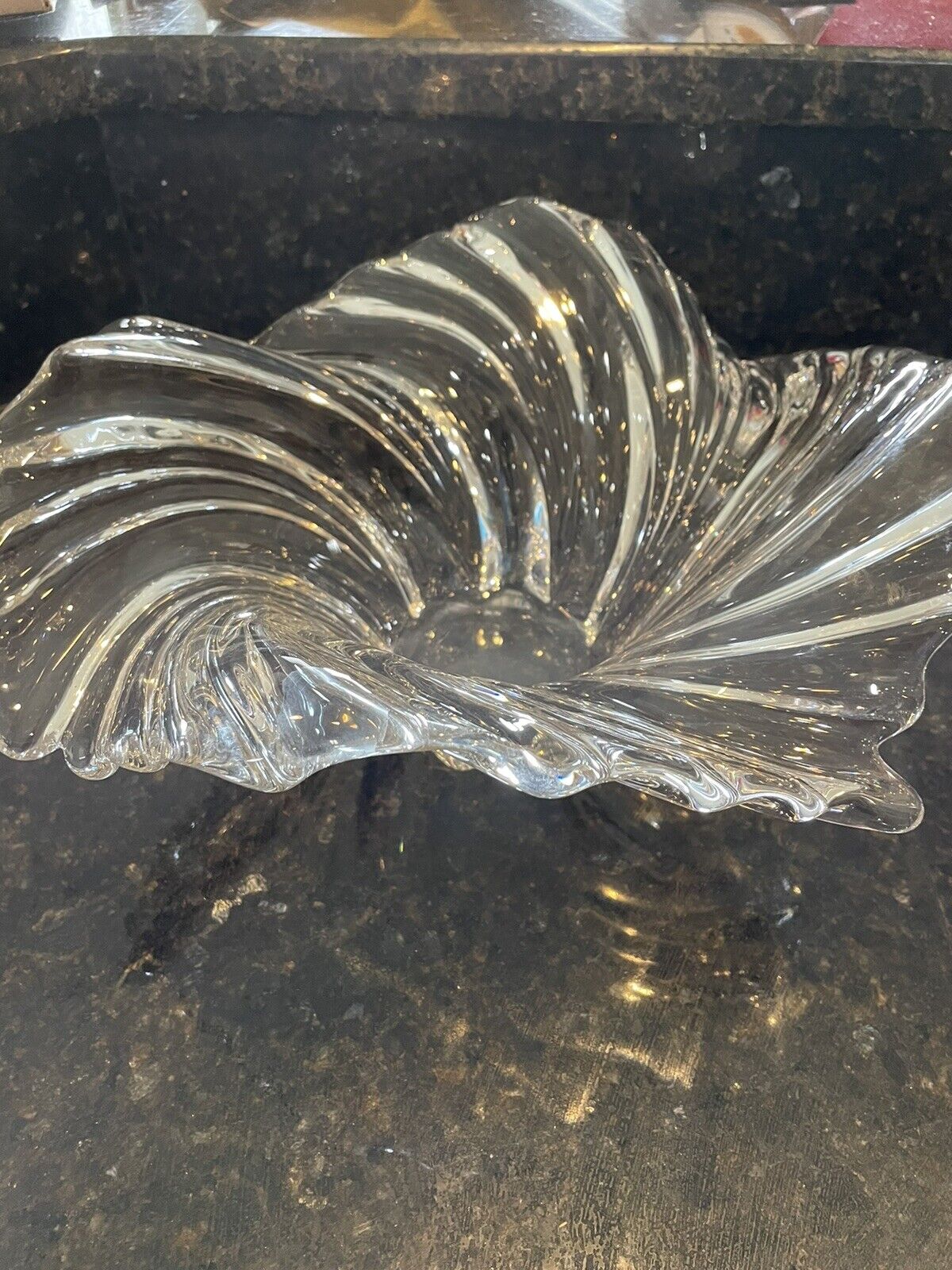 Glass Crystal Swirl centerpiece fruit bowl