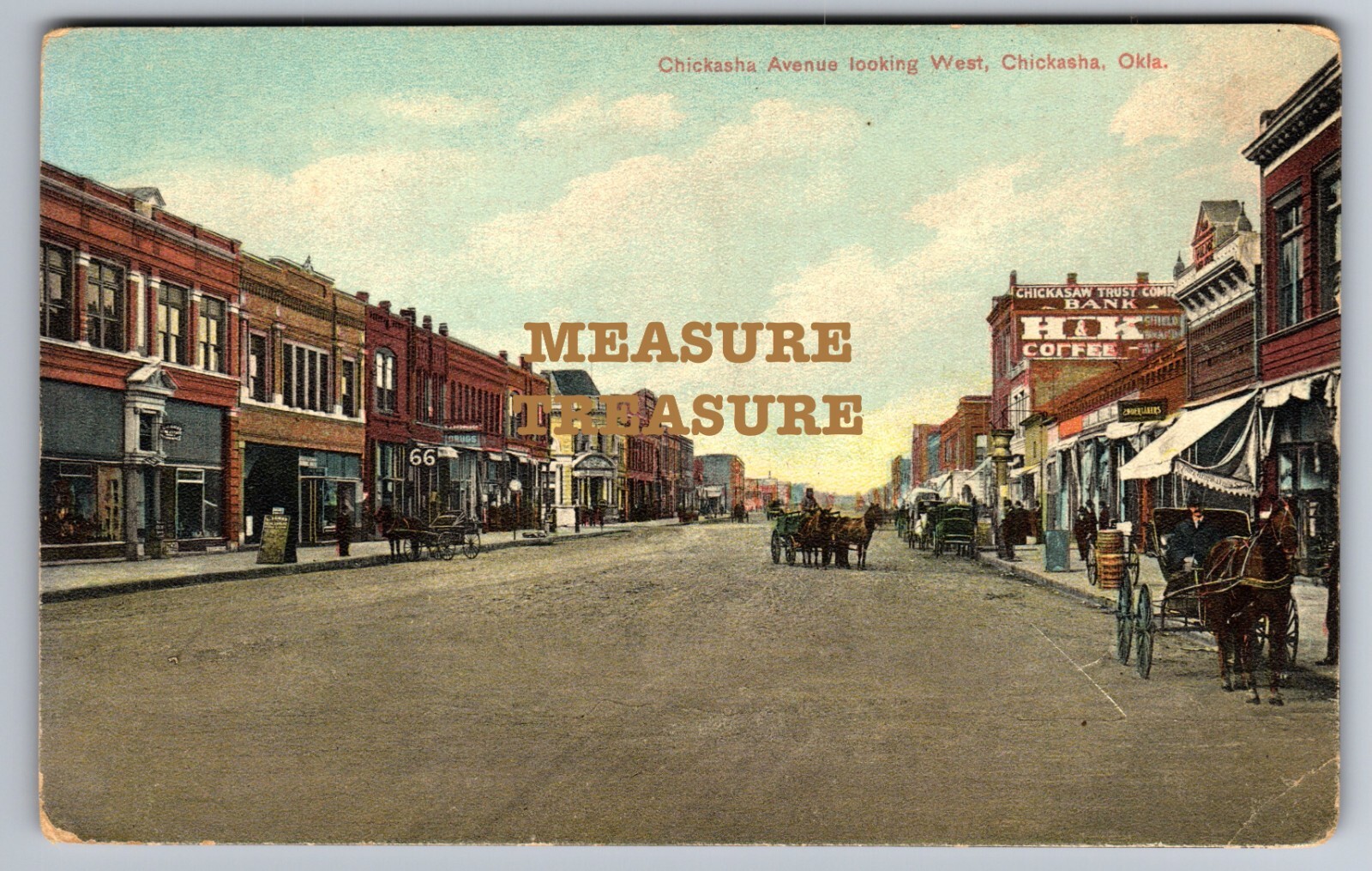 C.1910 OK OKLAHOMA CHICKASHA AVE UNDERTAKERS DRUGSTORE H&K COFFEE Postcard P86