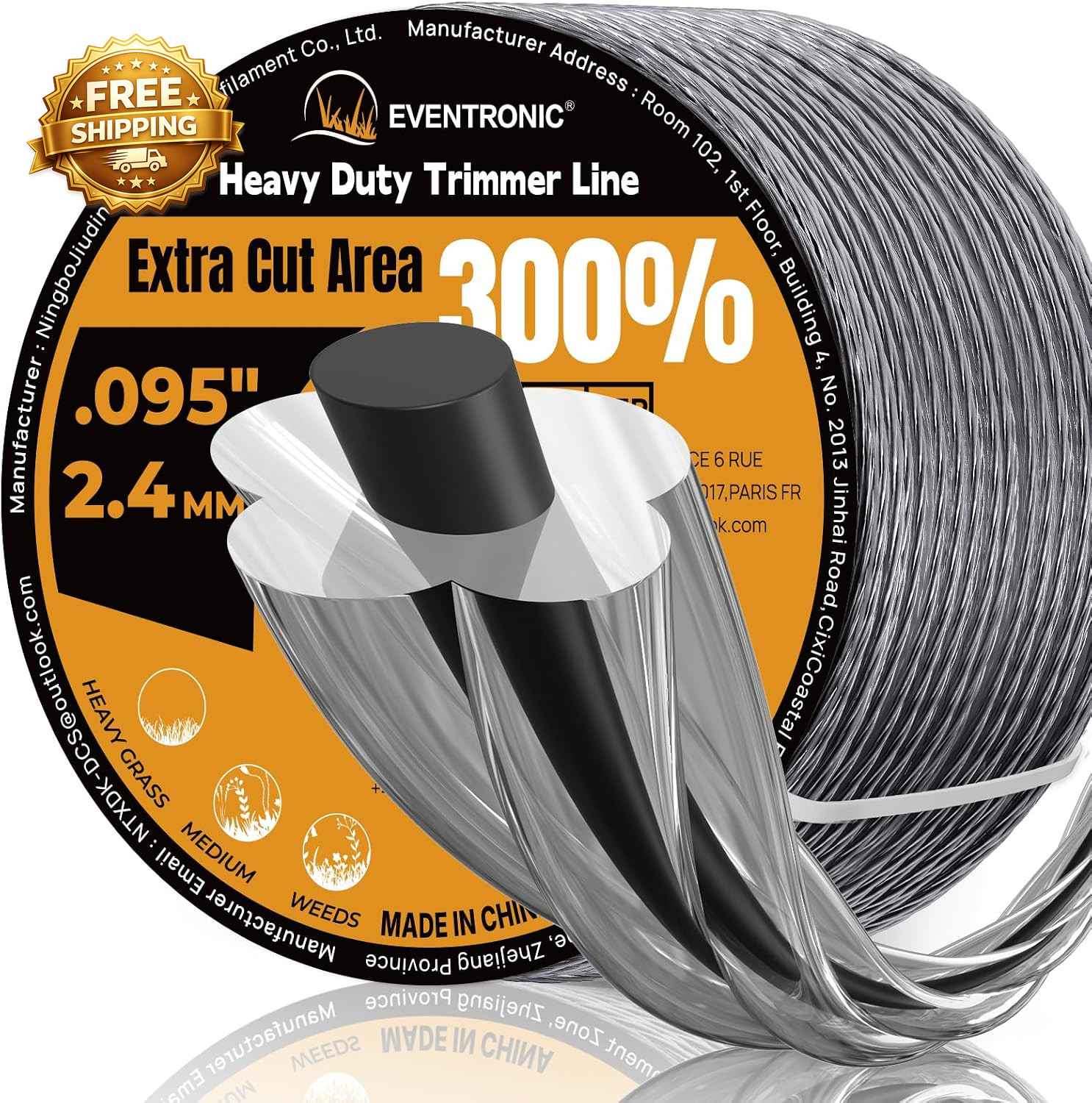 095\'\' Weed Eater String 400FT Heavy Duty Twisted Dual Core Trimmer Line