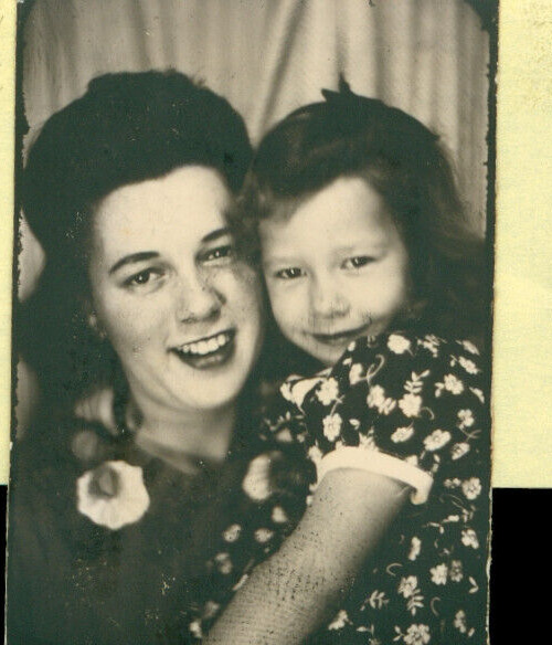 1940's WWII USAAF PFC Herb Braynard's Photo Booth wife Marjorie  & daughter