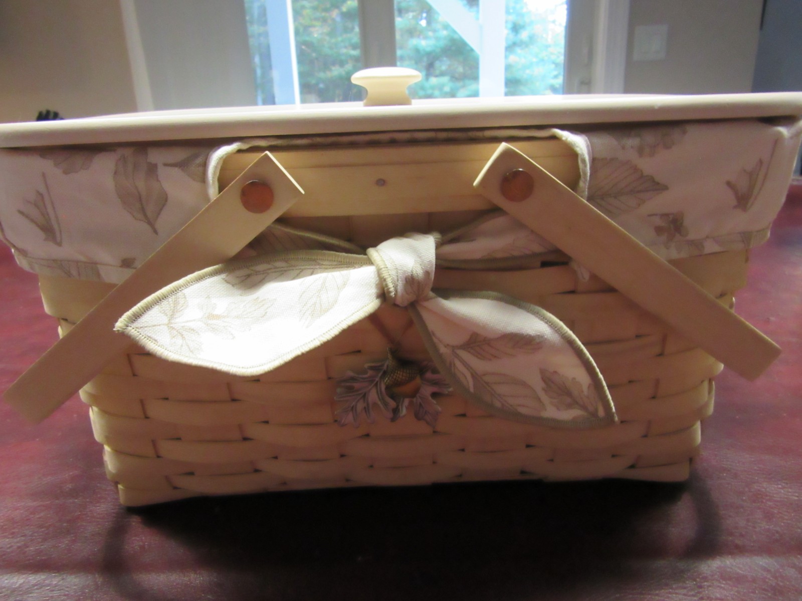 Longaberger Whitewashed Medium Market Basket Set with Lid and Two Liners