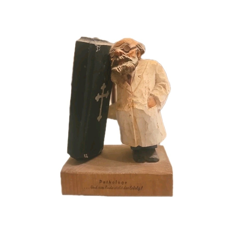 Vtg Jaschke Pretzl Wood Carved Pathologist And in the End Success Germany 1950s