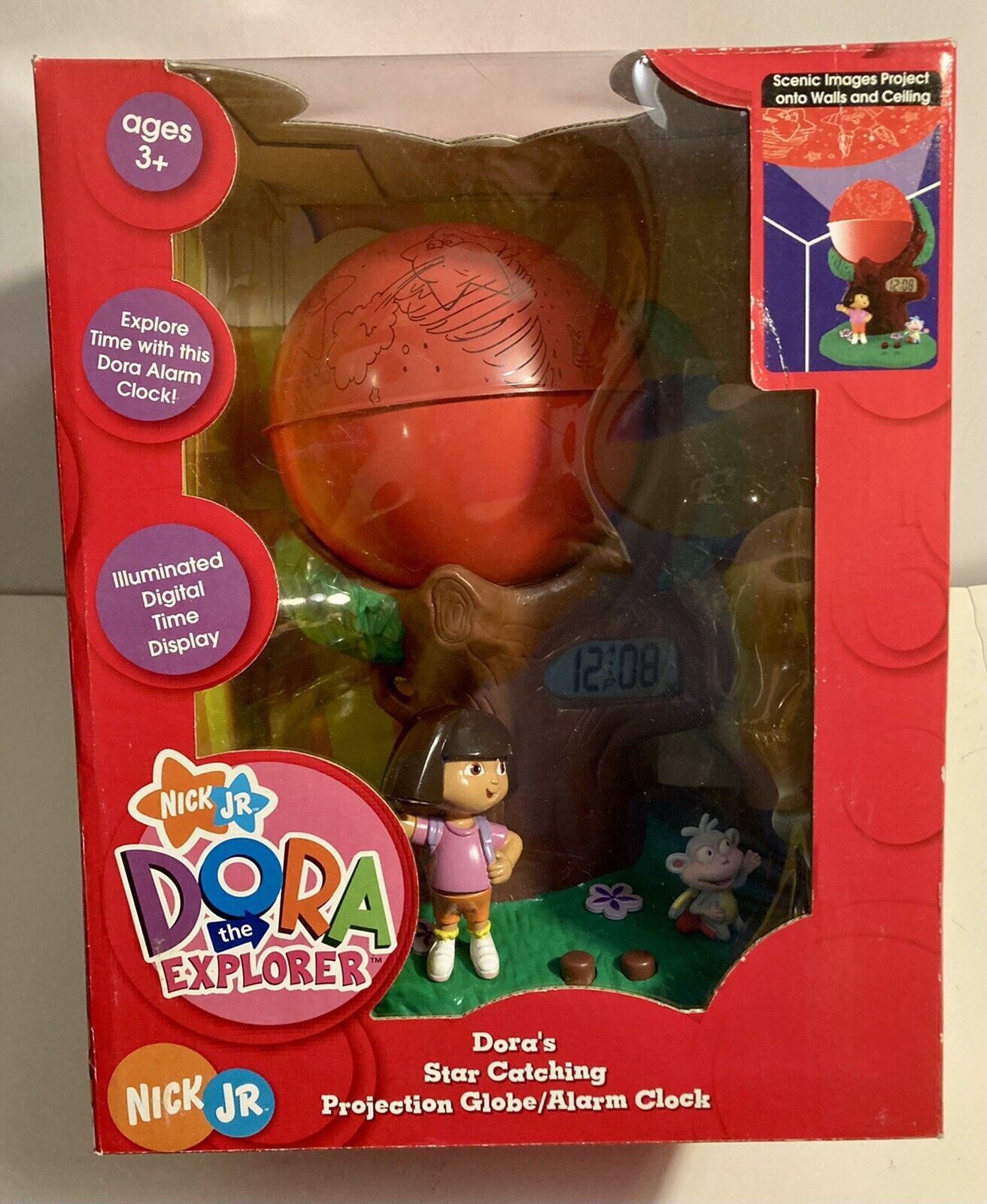 Dora the Explorer Star Catching Projection Globe Alarm Clock NEW